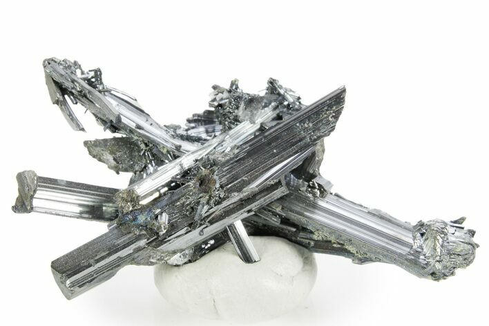 Very Lustrous Metallic Stibnite Crystals - Jiangxi, China #365300